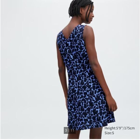 NWT UNIQLO Printed V-Neck Sleeveless Mini Dress Large - Picture 5 of 12